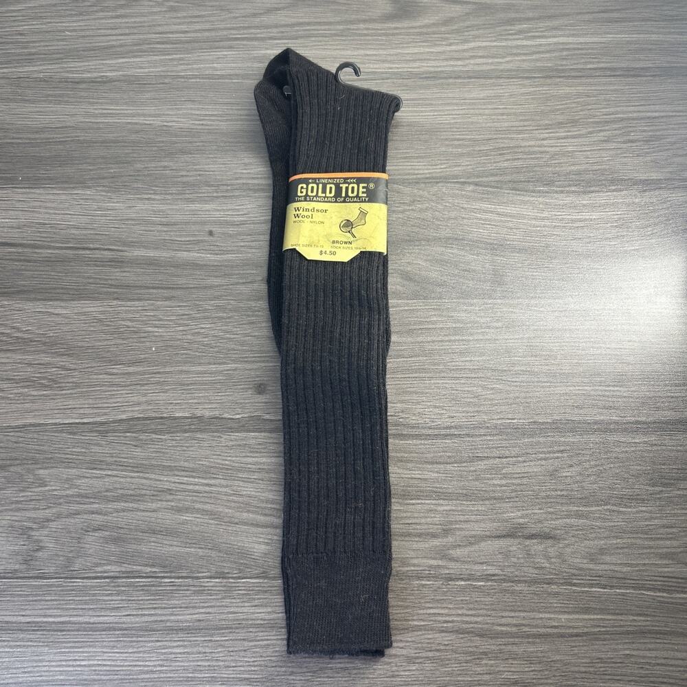 Vintage Gold Toe Windsor Wool Socks Black 60% Virgin Wool Over Calf NOS USA